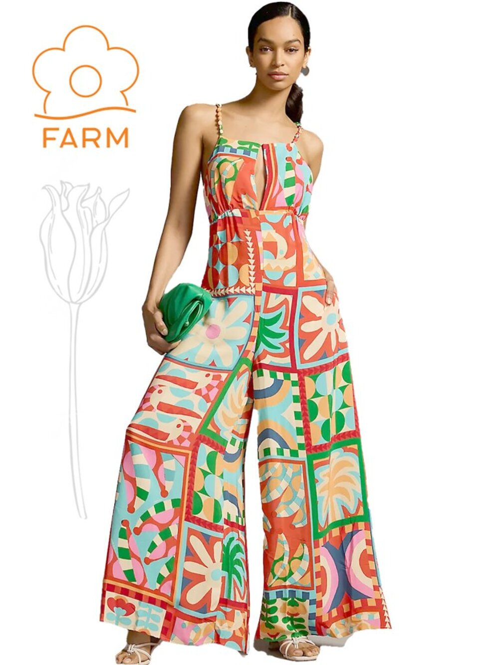 FARM RIO Farm Rio Cutout Halter Jumpsuit